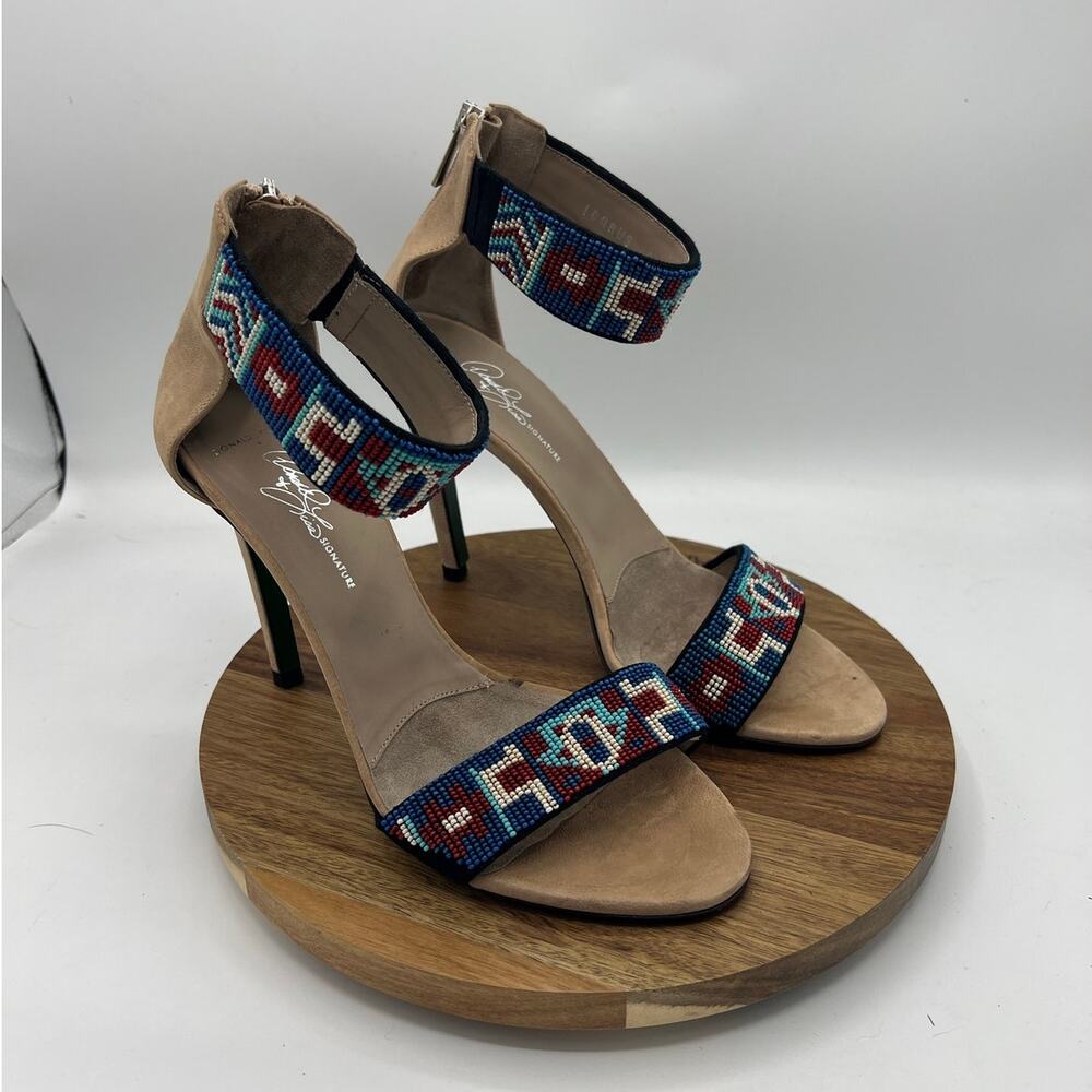 Donald J Pliner Icarus Beaded Ankle Strap Heels 8.5B